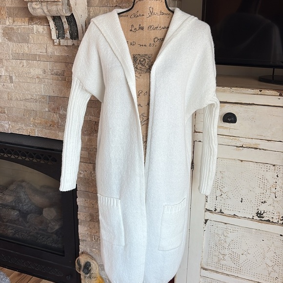 Simply Live cozy knitted cardigan color block hooded longline open front sweater - Picture 7 of 16